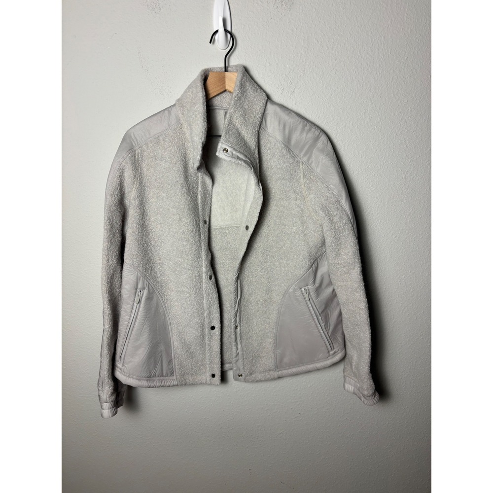 Lululemon Go Cozy Jacket Heathered Ceramic Wool Blend Sherpa Fleece Grey Size 10